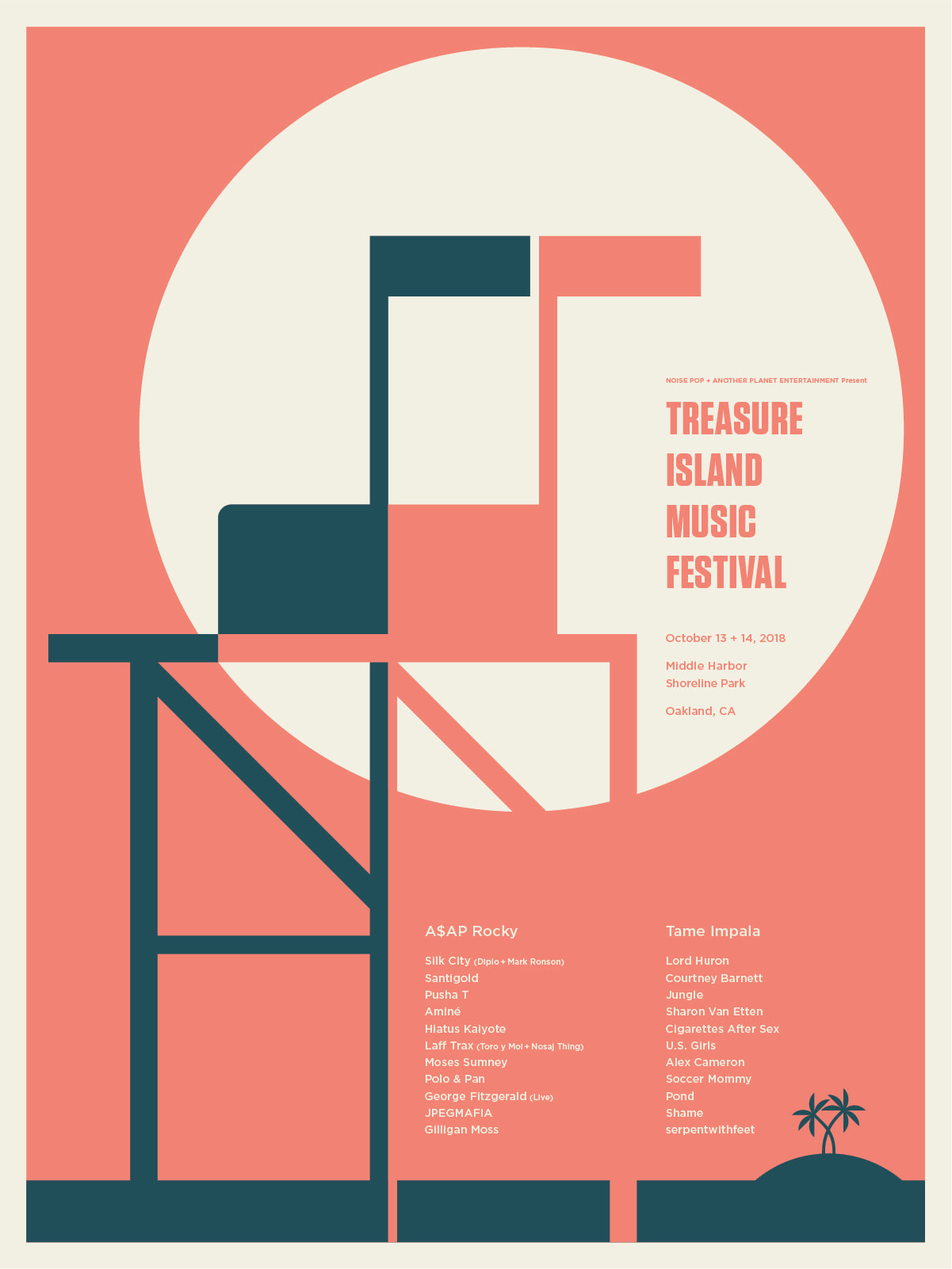 Treasure Island Music Festival poster designed by Jason Munn