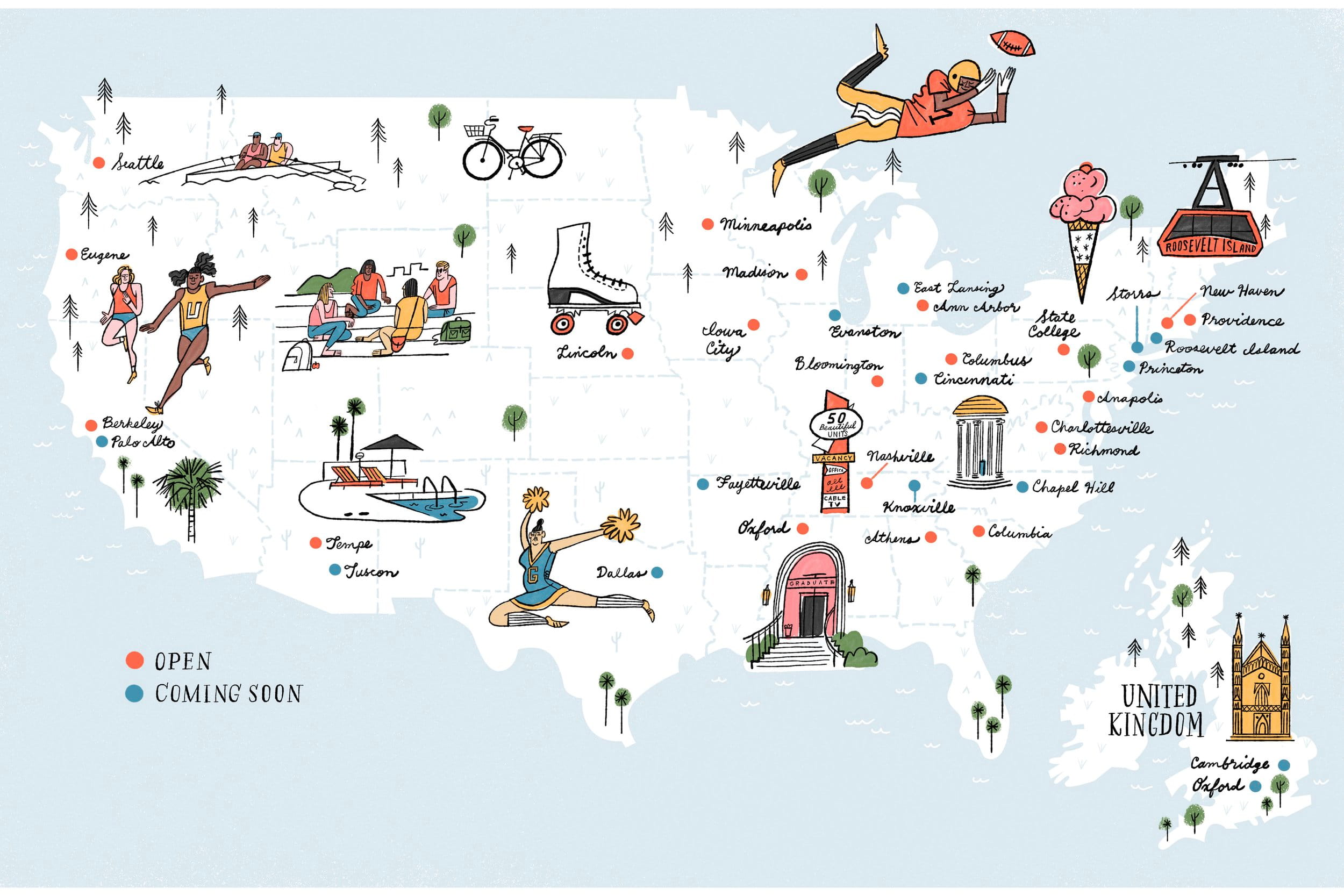 • Illustrated map Tom Froese • Graduate Hotels illustrated Map